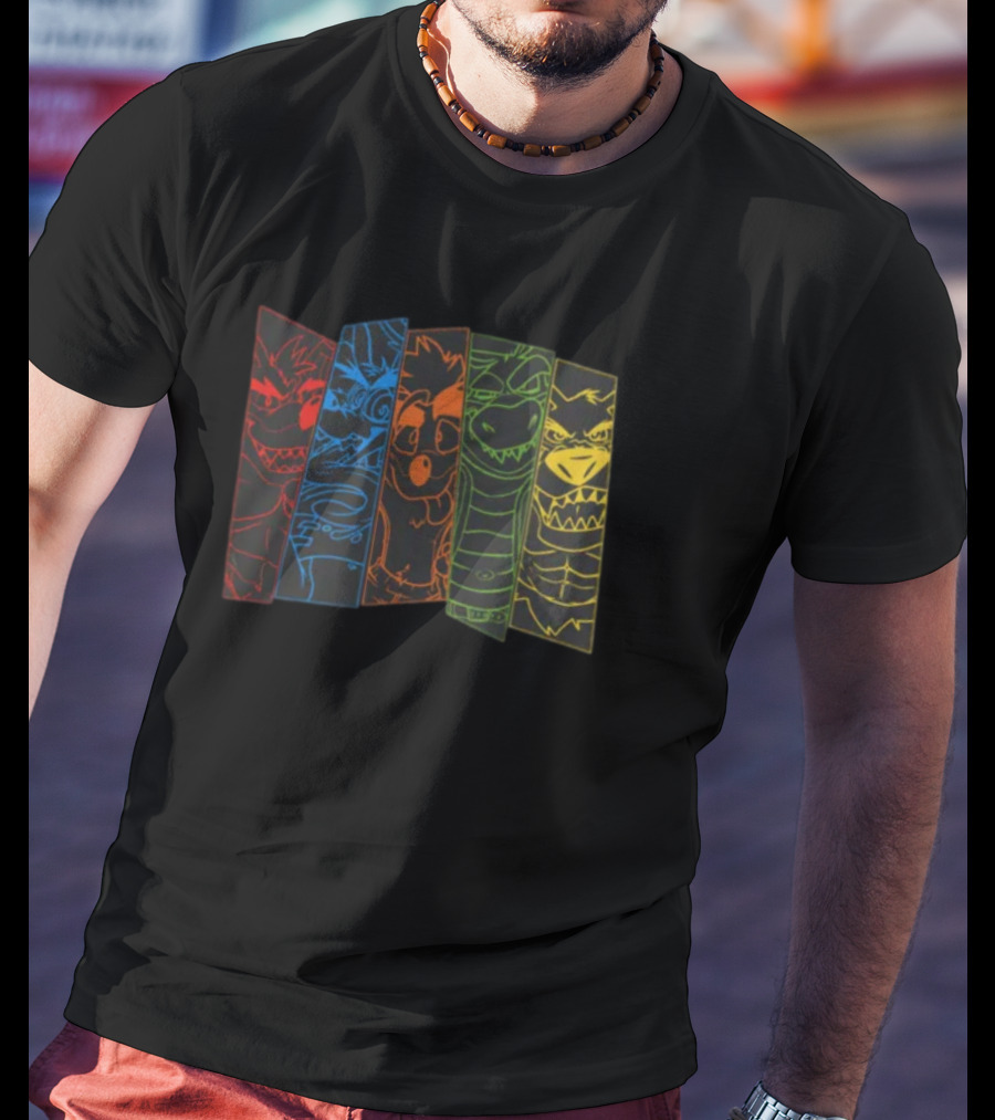 Vanscraps Wolf Vandroiy Multicolor Panel Characters T-Shirt