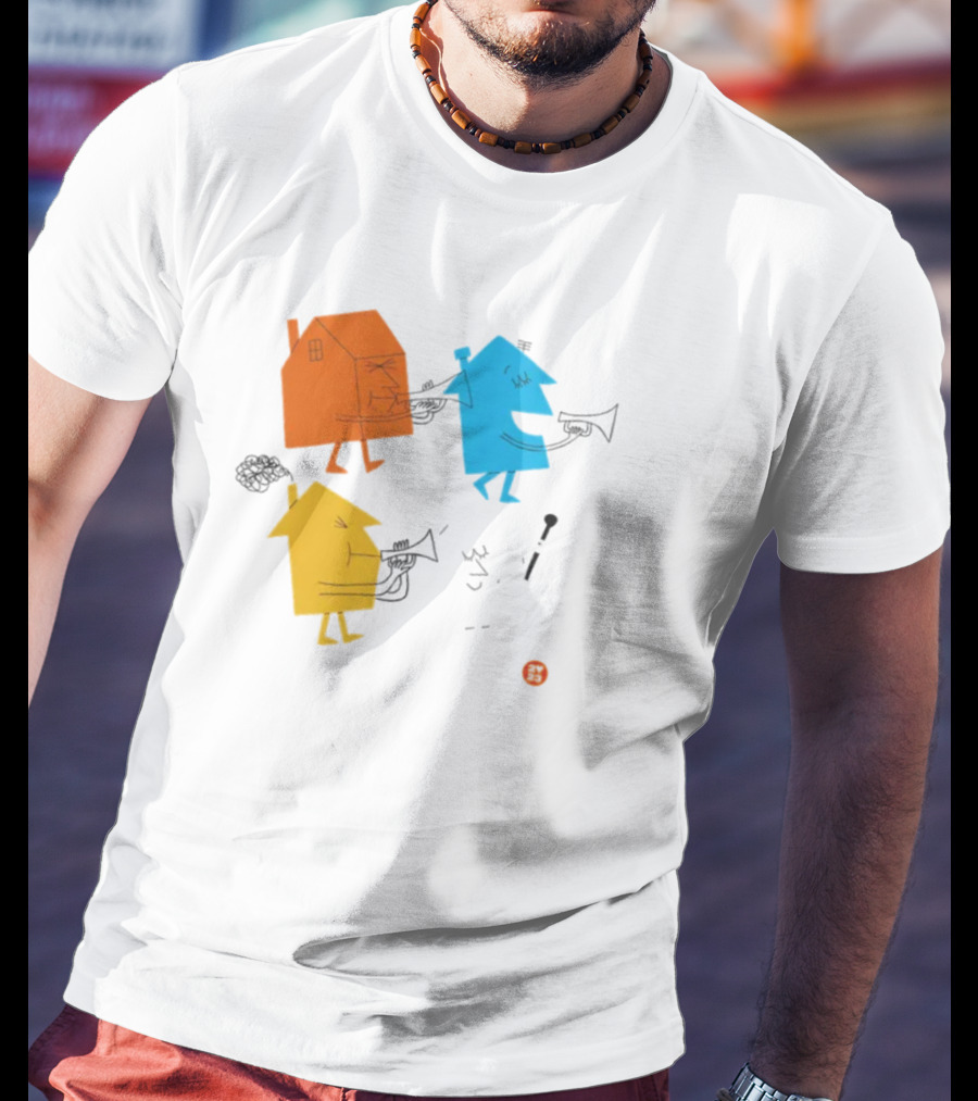 4 Houses Colorful Cartoon Characters T-Shirt