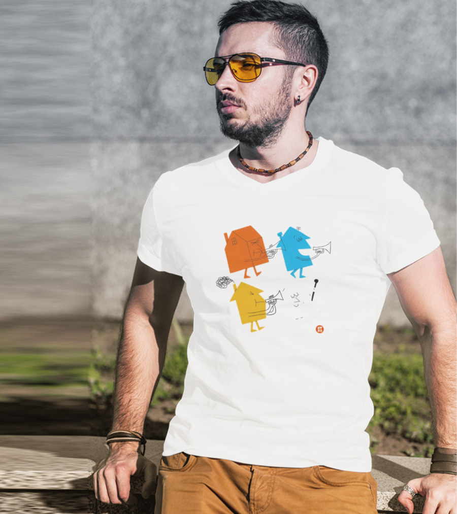 4 Houses Colorful Cartoon Characters T-Shirt