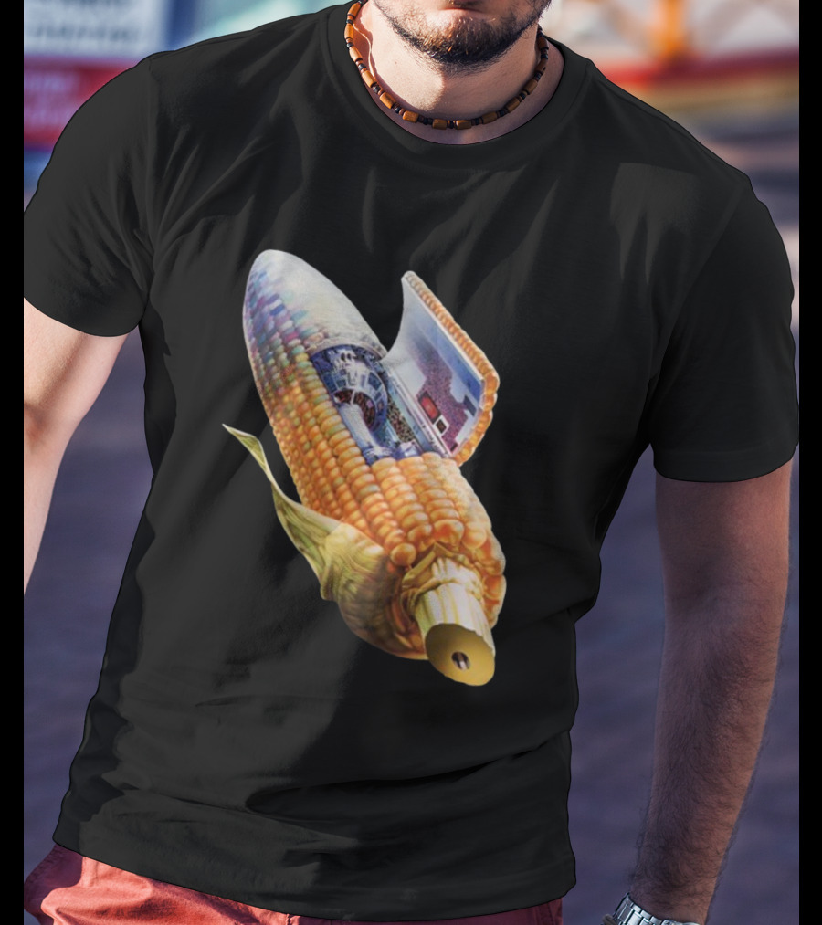 70s Sci-Fi Corn Grass Spacecraft Hybrid T-Shirt