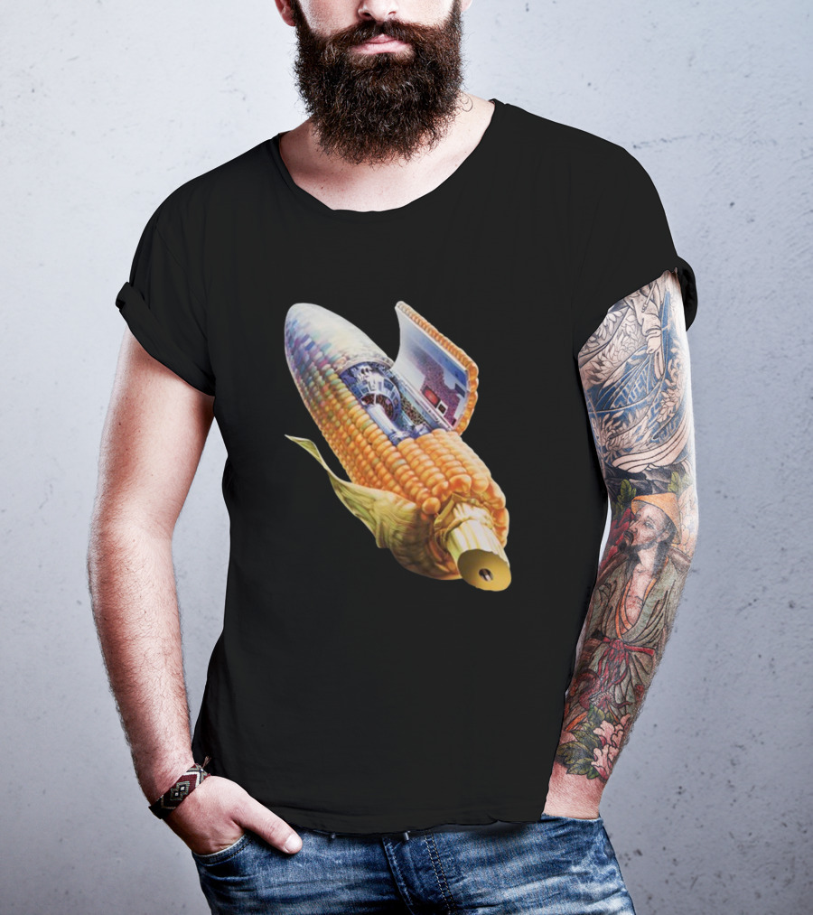 70s Sci-Fi Corn Grass Spacecraft Hybrid T-Shirt