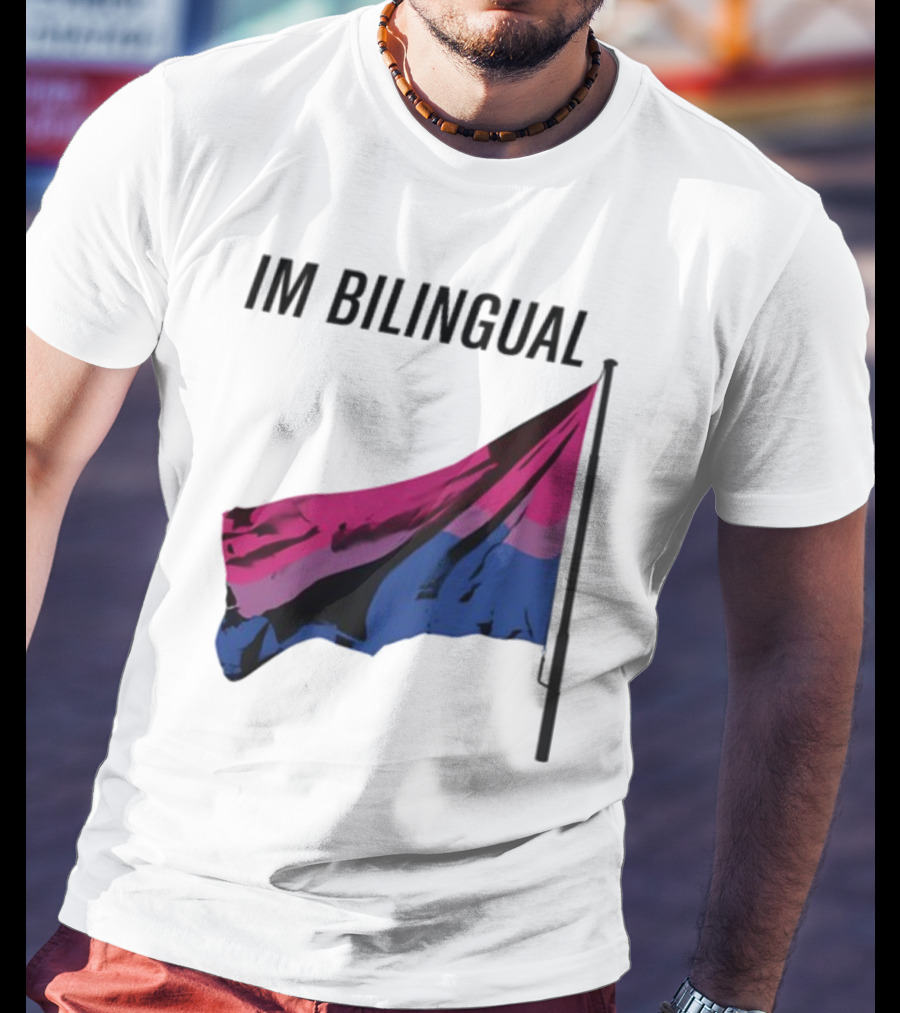 IM Bilingual Flag With Pink Purple And Blue Stripes T-Shirt