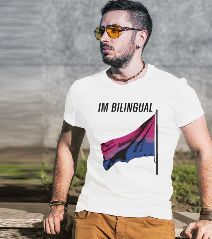 IM Bilingual Flag With Pink Purple And Blue Stripes T-Shirt