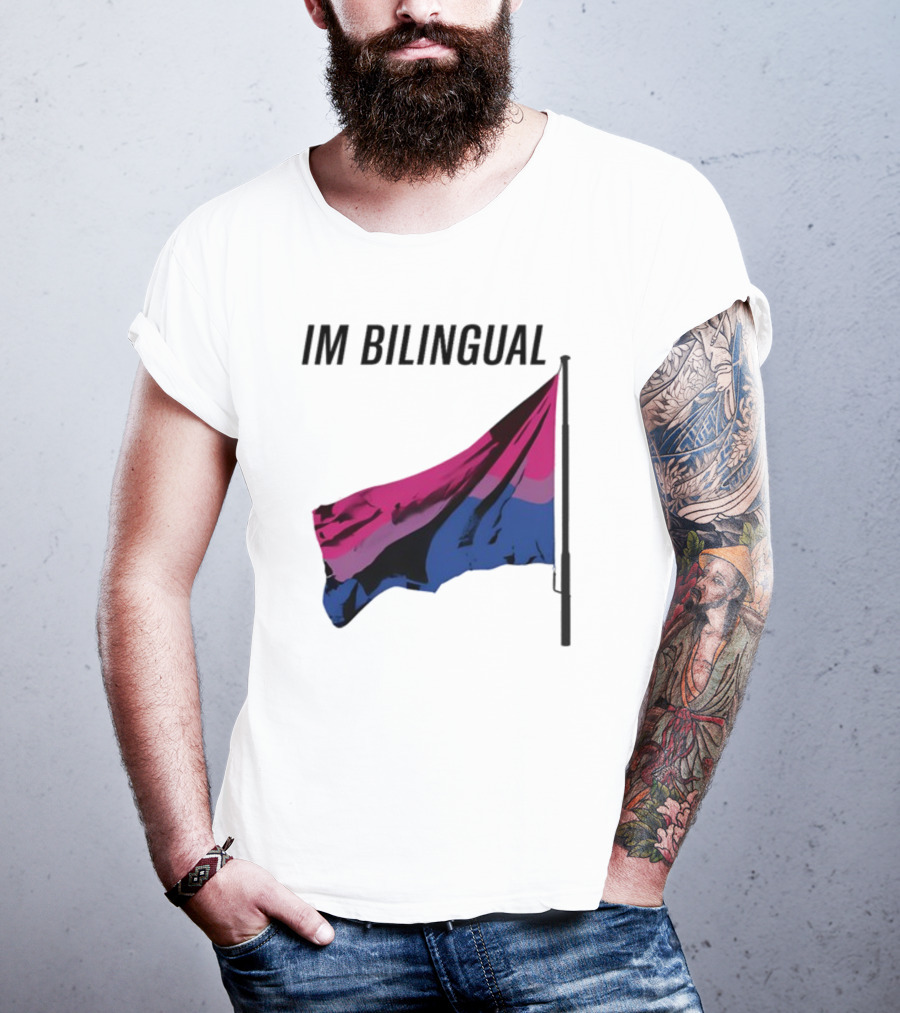 IM Bilingual Flag With Pink Purple And Blue Stripes T-Shirt