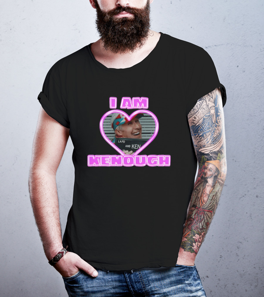 Sadstreet Ryan Gosling I Am Kenough LAPD Ken Mugshot Heart T-Shirt