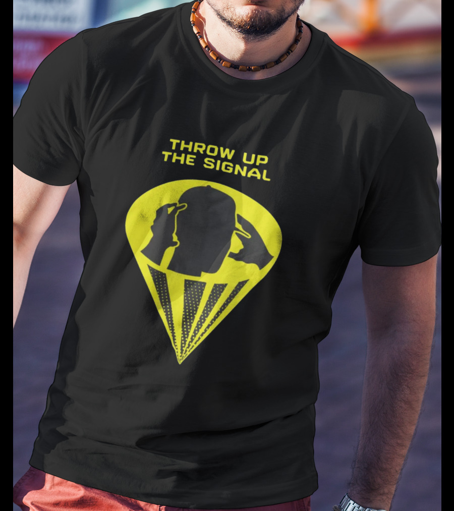 Trainboy100 Throw Up The Signal Iconic Head Silhouette With Light Beams T-Shirt