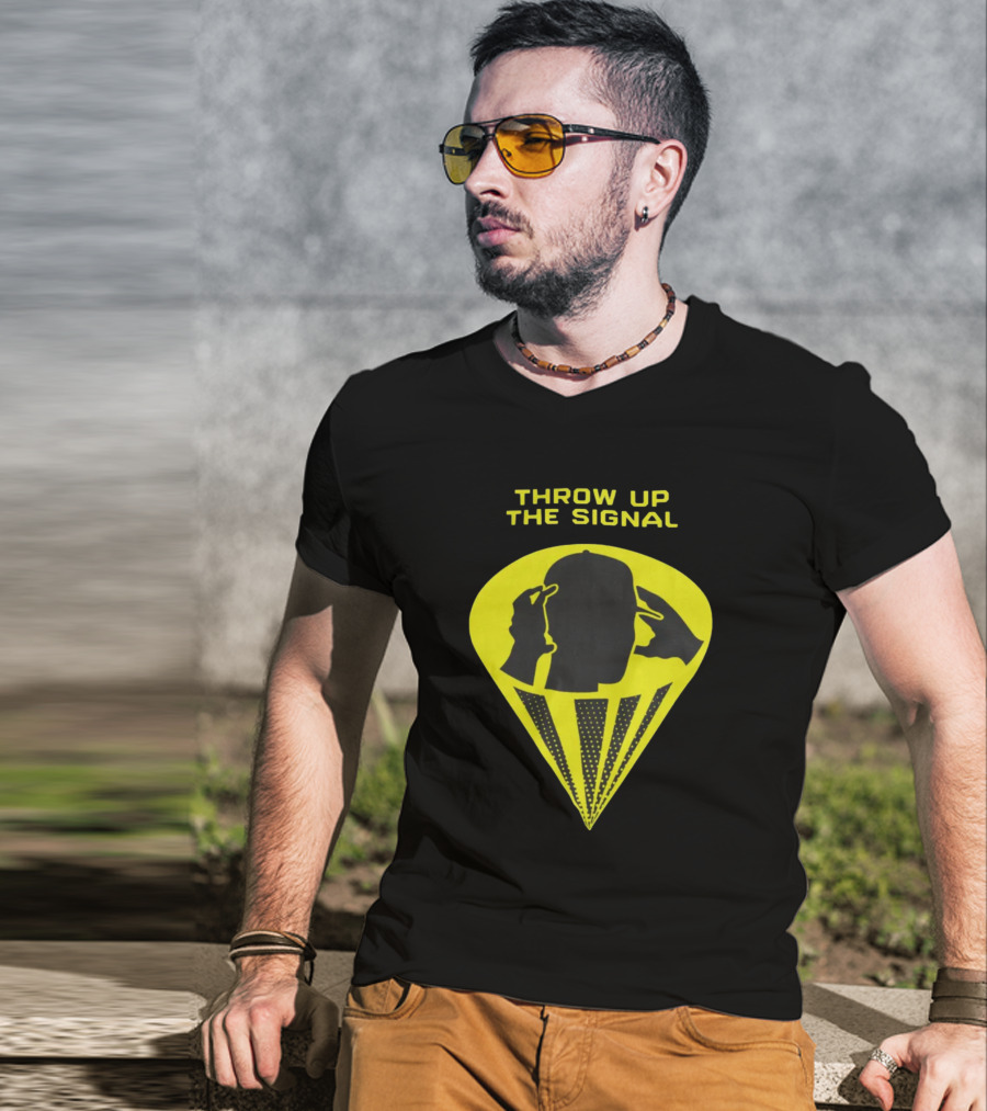 Trainboy100 Throw Up The Signal Iconic Head Silhouette With Light Beams T-Shirt