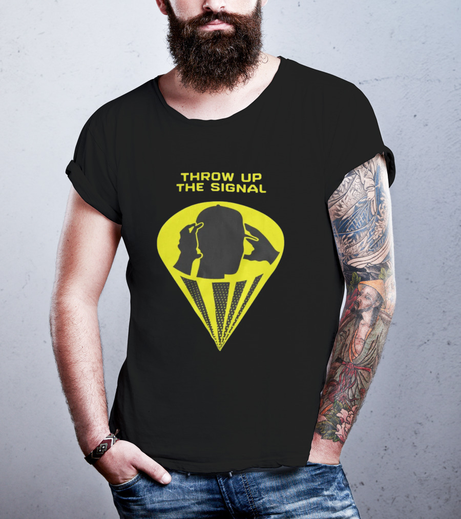 Trainboy100 Throw Up The Signal Iconic Head Silhouette With Light Beams T-Shirt