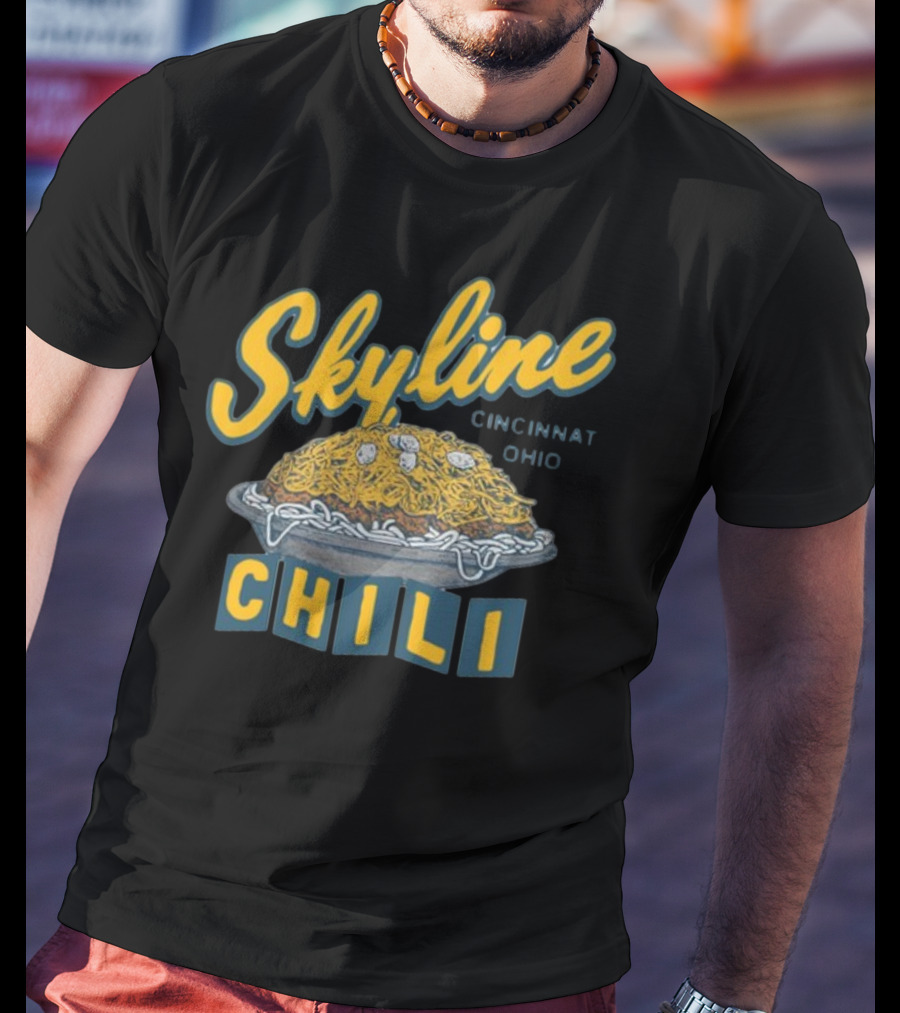 Skyline Chili Cincinnati Ohio Pop Culture Food Icon With Classic Spaghetti And Cheese Plate T-Shirt