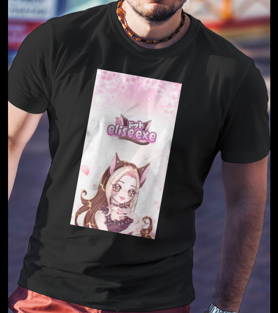 Elisedotexe Elise Exe Manga Character Aesthetic With Cat Ears And Sakura Blossoms T-Shirt