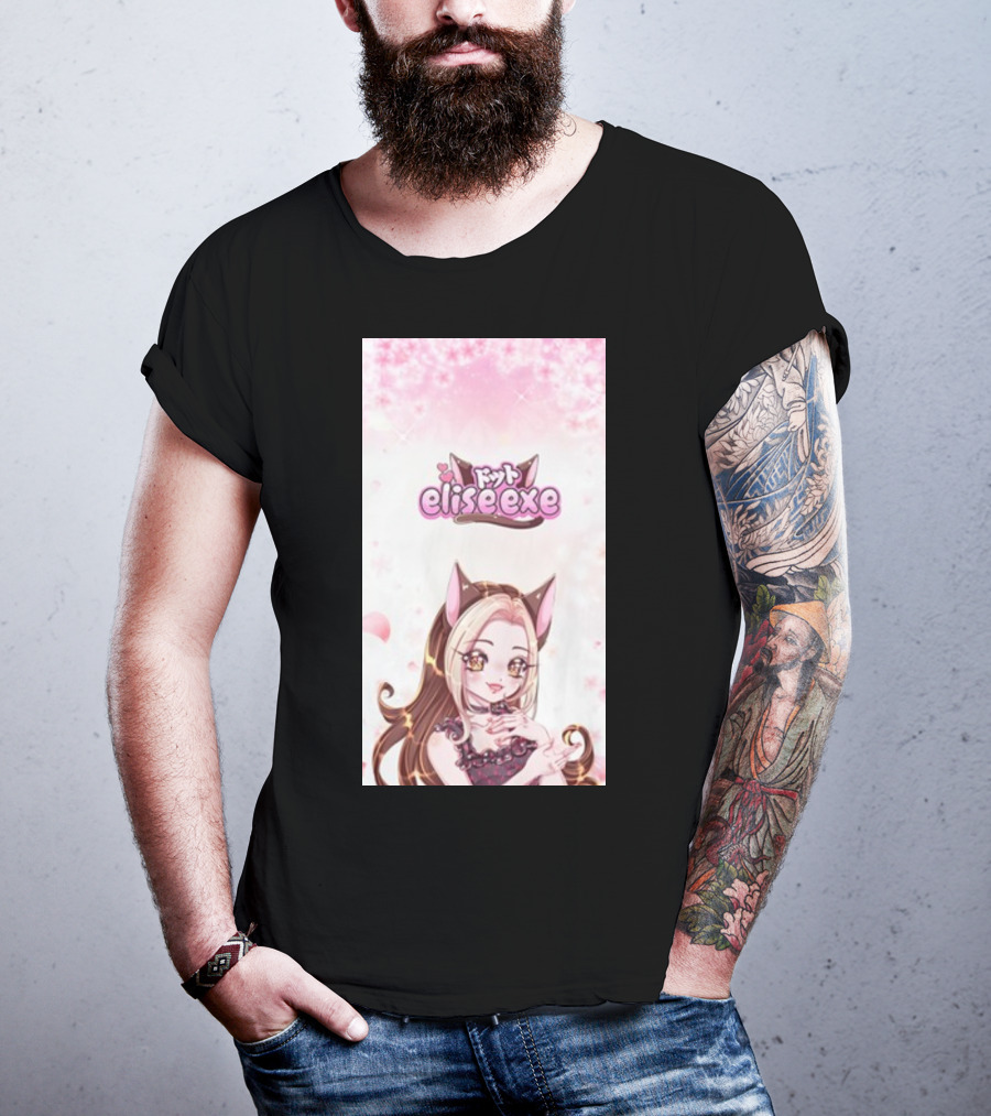 Elisedotexe Elise Exe Manga Character Aesthetic With Cat Ears And Sakura Blossoms T-Shirt