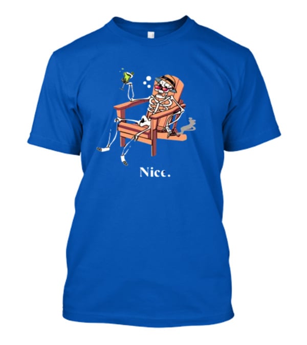 Ted Nivison Nice Skeleton In Beach Chair With Drink T-Shirt