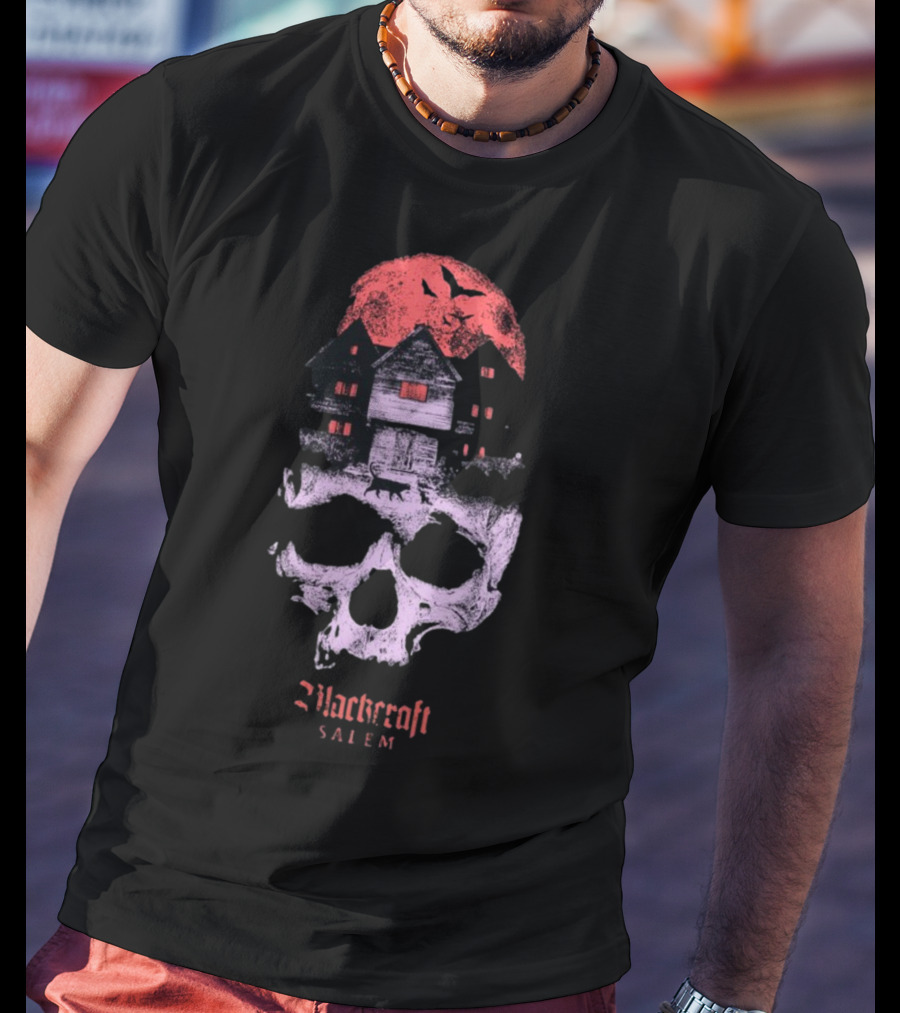 Blackcraft Salem Witch House Skull Moon Ravens T-Shirt