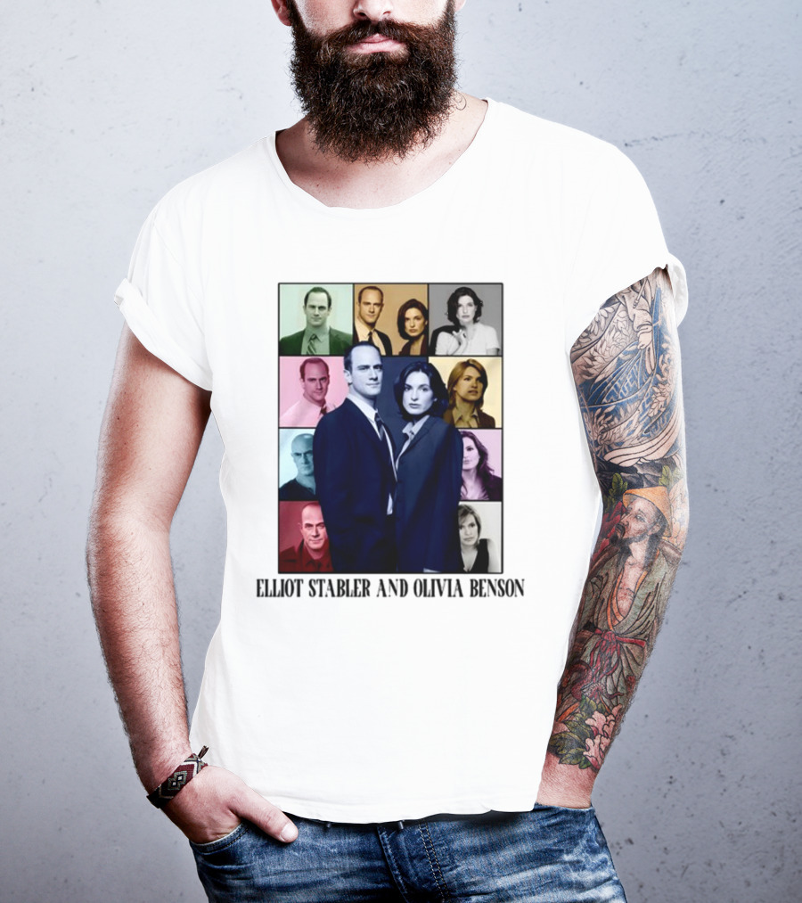Elliot Stabler And Olivia Benson Collage Eras T-Shirt