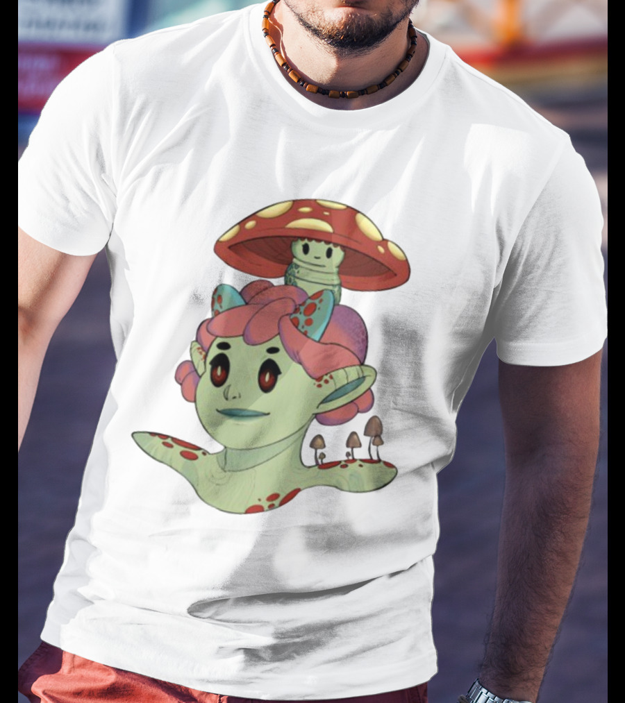 Mushroom Troll Fantasy Character With Toadstool Hat And Colorful Hair T-Shirt