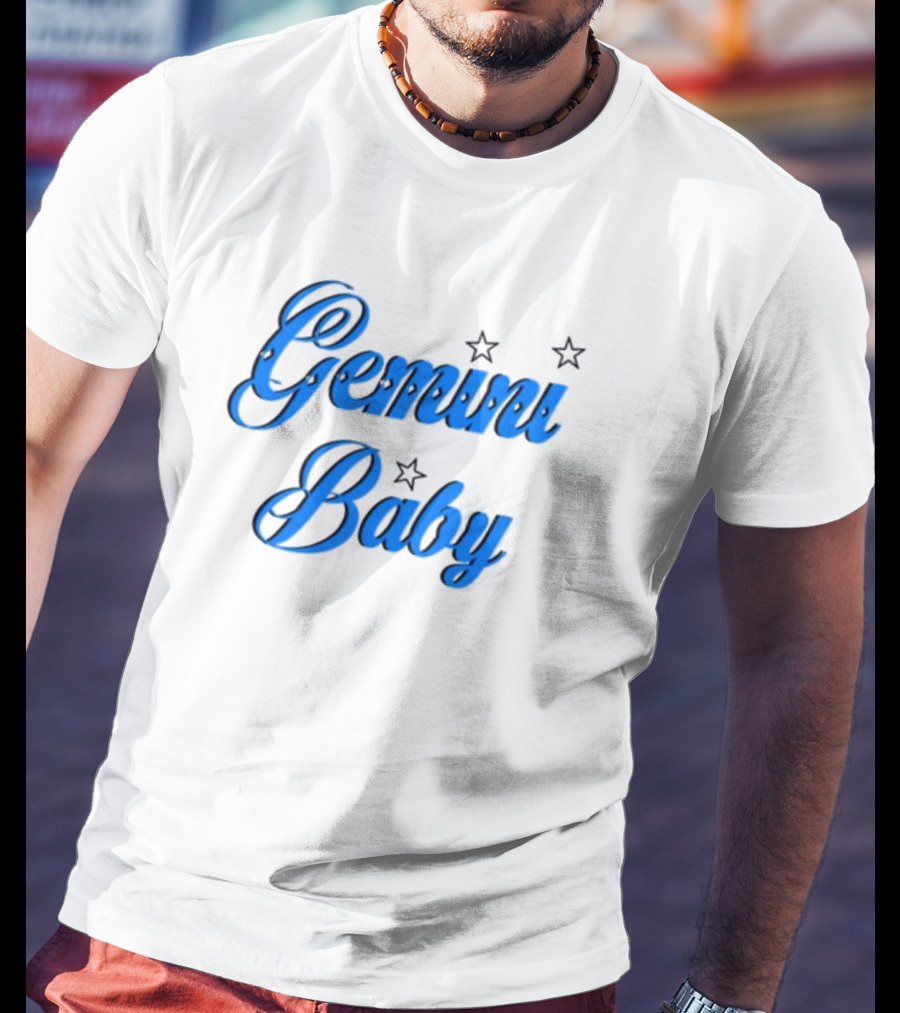 Beabadoobee Gemini Baby Blue Script With Stars T-Shirt