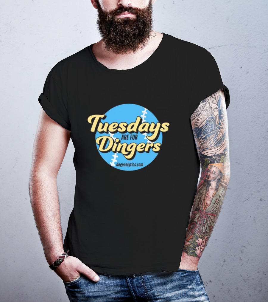 Tuesdays Are For Dingers Degeneltyics.com Football Stitch T-Shirt