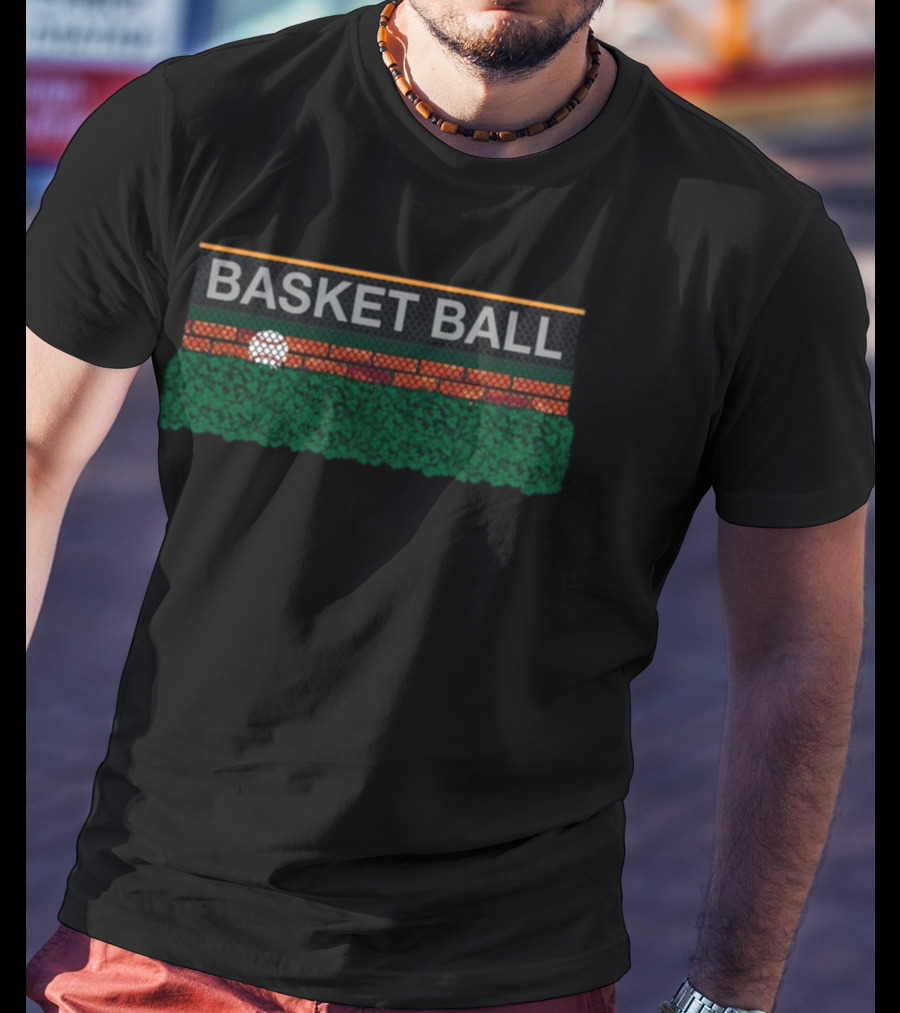 Obviousshirts Basketball Court Fence With Green Bushes T-Shirt
