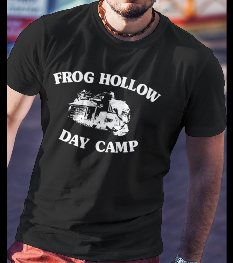 Frog Hollow Day Camp Vintage Outdoor Adventure Scene T-Shirt