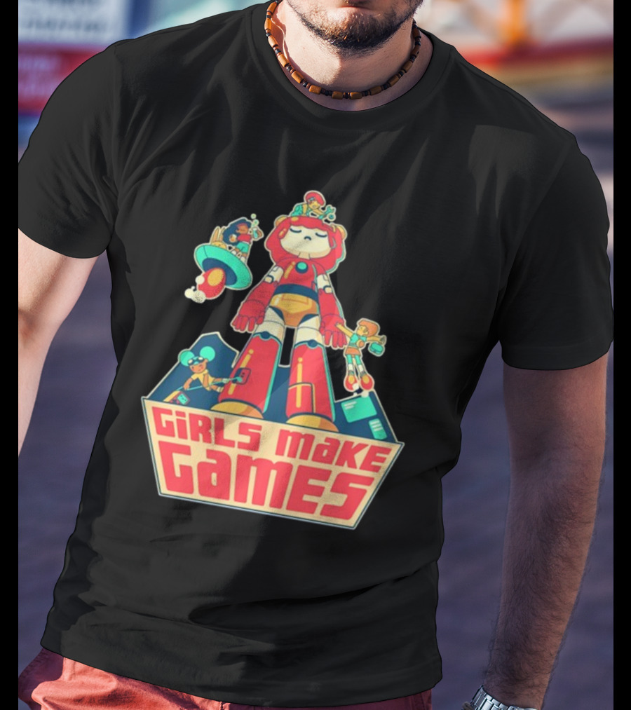 Castpixel Girls Make Games Robot Adventure Scene T-Shirt