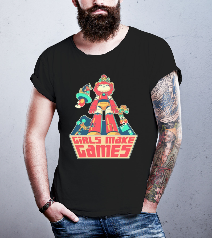 Castpixel Girls Make Games Robot Adventure Scene T-Shirt