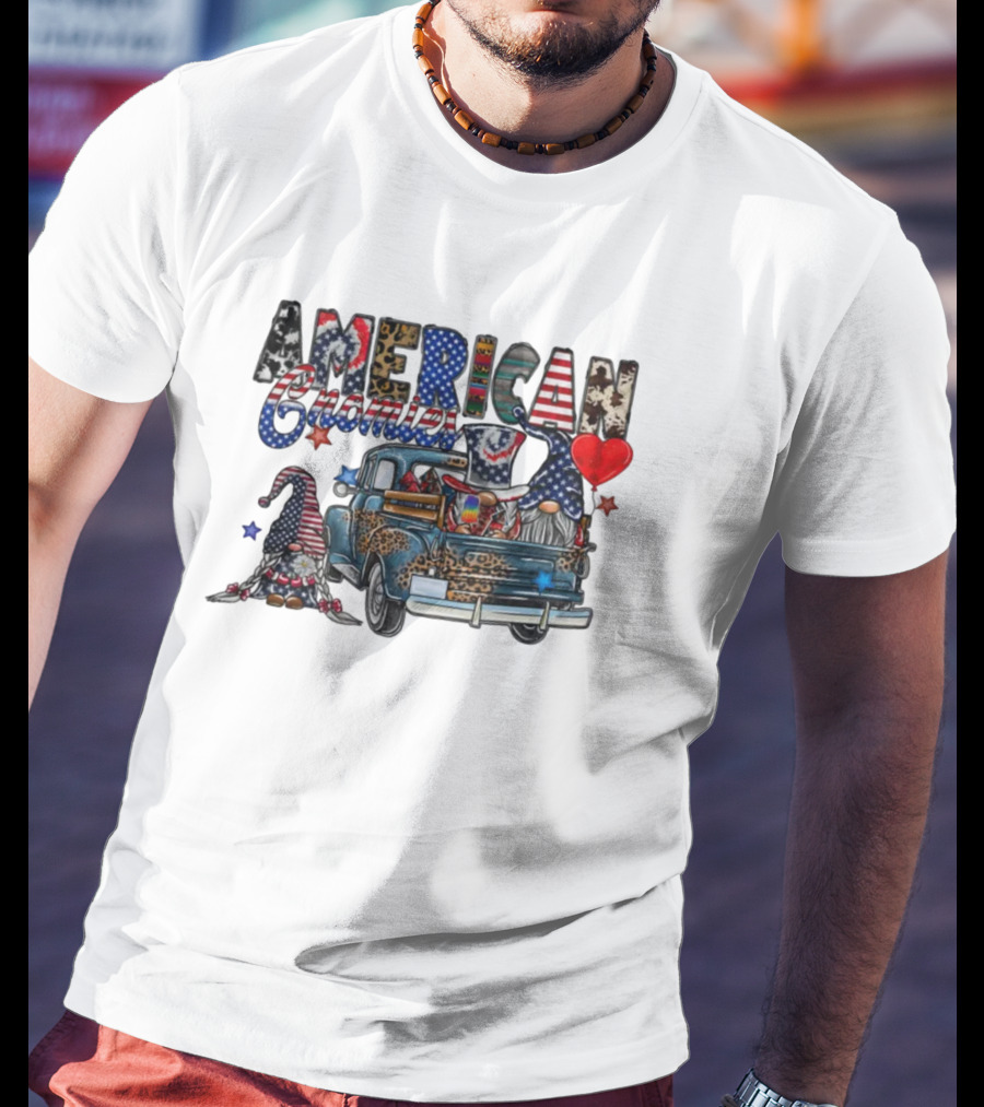 American Gnomies Truck With Patriotic Gnome Patterns And Stars T-Shirt
