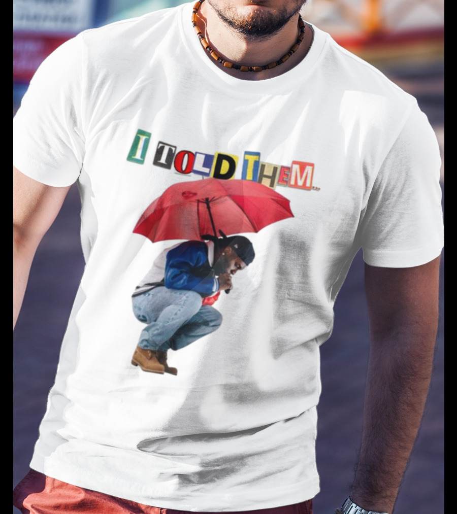 I Told Them Burna Boy Red Umbrella Crouching Pose T-Shirt