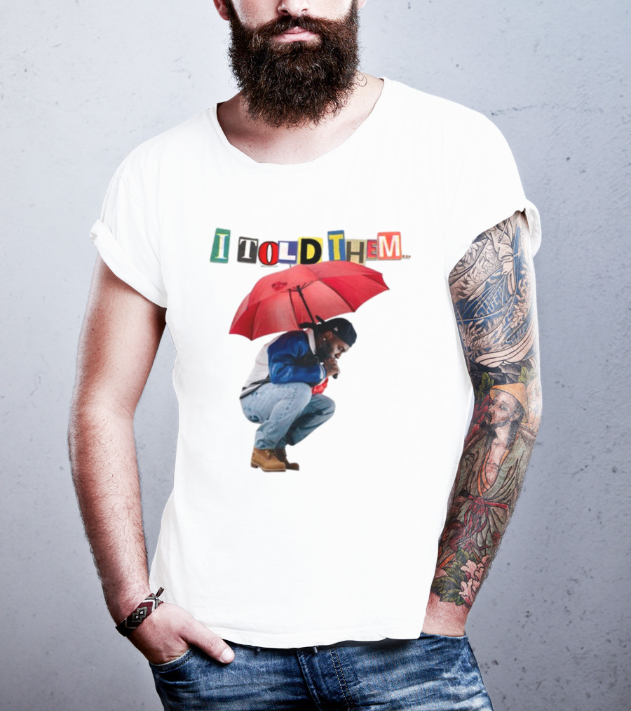 I Told Them Burna Boy Red Umbrella Crouching Pose T-Shirt