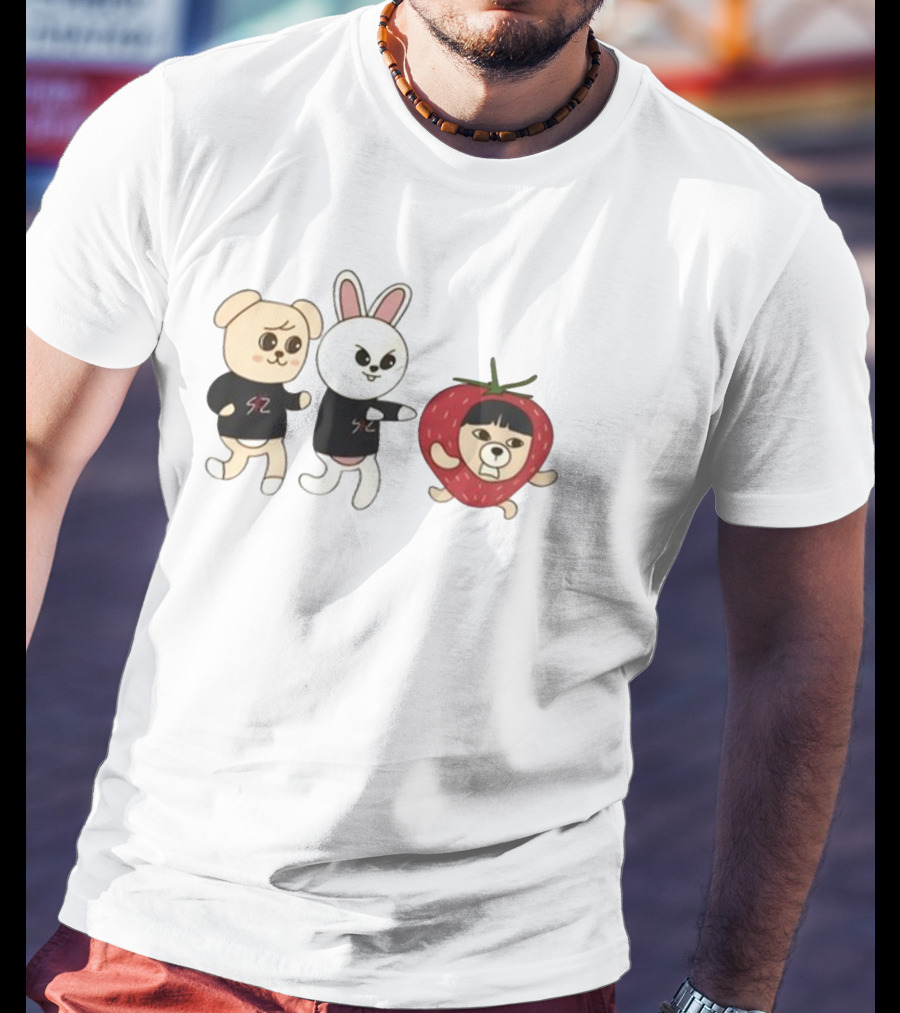 Leebit Puppym Skzoo Chasing Strawberry Chuu Characters T-Shirt