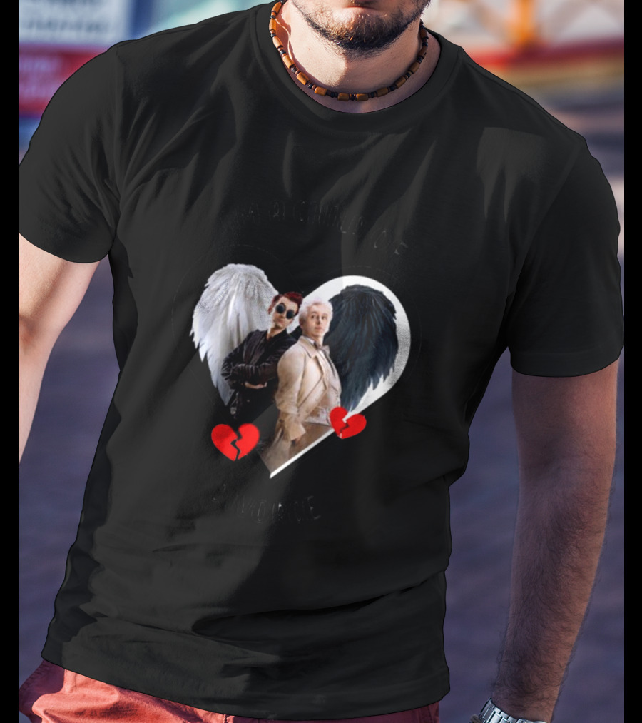 Azirasbraincell Good Omens I'm A Child Of Divorce Heart Wings Broken Heart T-Shirt