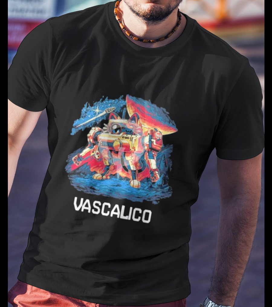 Quakecon + Dallas Pets Alive Vascalico Cat Mech In Cosmic Landscape T-Shirt