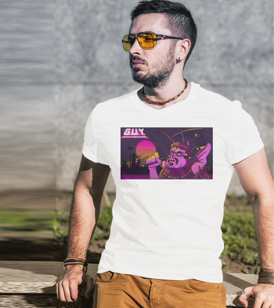 Gundamishere G.U.Y. Generically Upgraded New Retro Sci-Fi Neon T-Shirt