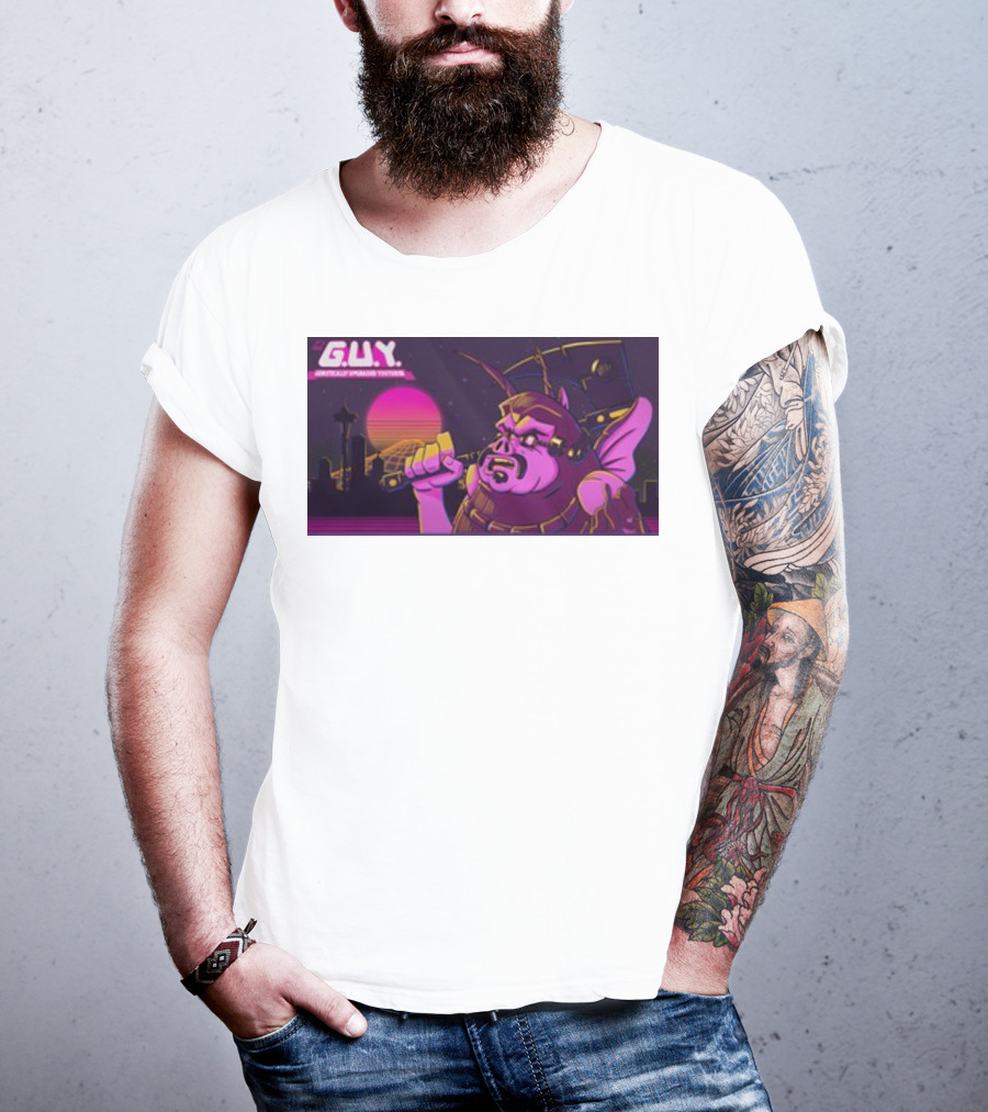 Gundamishere G.U.Y. Generically Upgraded New Retro Sci-Fi Neon T-Shirt