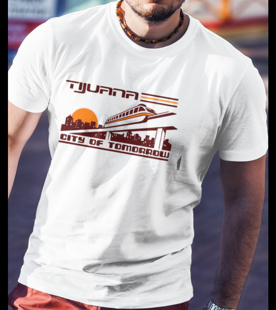 Tijuana City Of Tomorrow Sunset Skyline Monorail T-Shirt