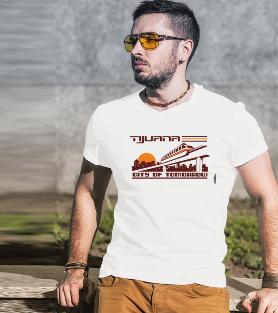 Tijuana City Of Tomorrow Sunset Skyline Monorail T-Shirt