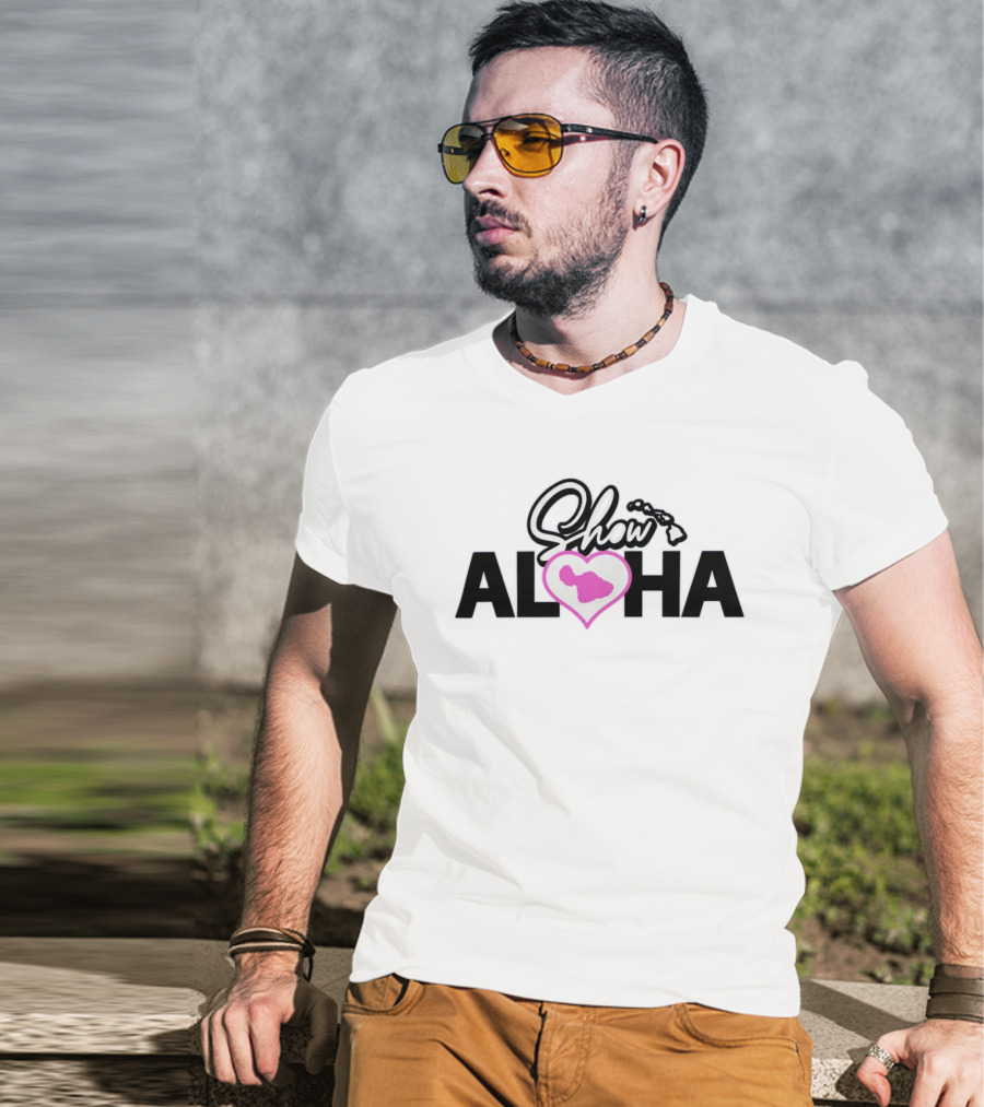 Show Aloha Maui Island Heart Map T-Shirt