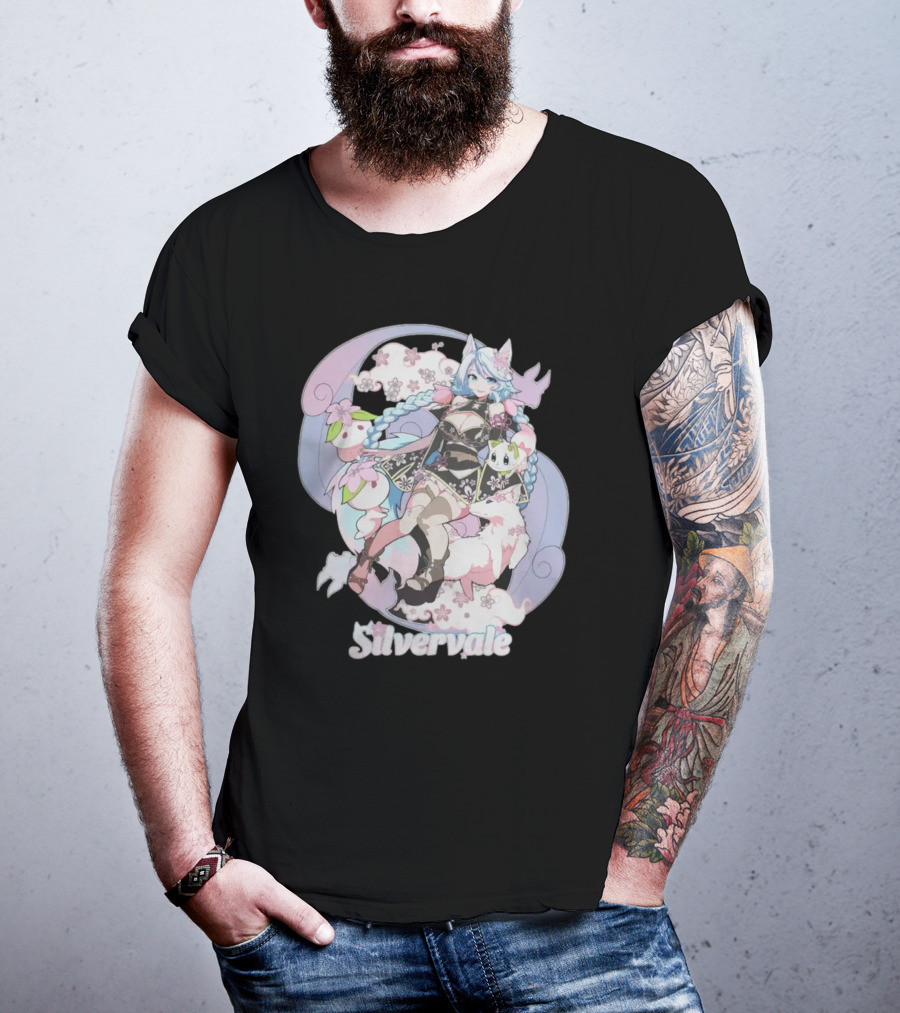 Silvervale Pastel Anime Fantasy Character With Floral Elements T-Shirt
