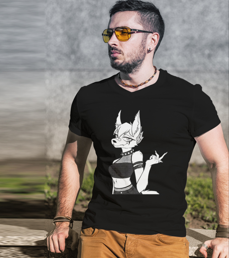 Punk Girl Jackal Attitude Aesthetic T-Shirt