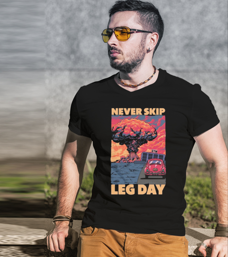 Raskolapparel Never Skip Leg Day Gym Explosion Retro Car T-Shirt