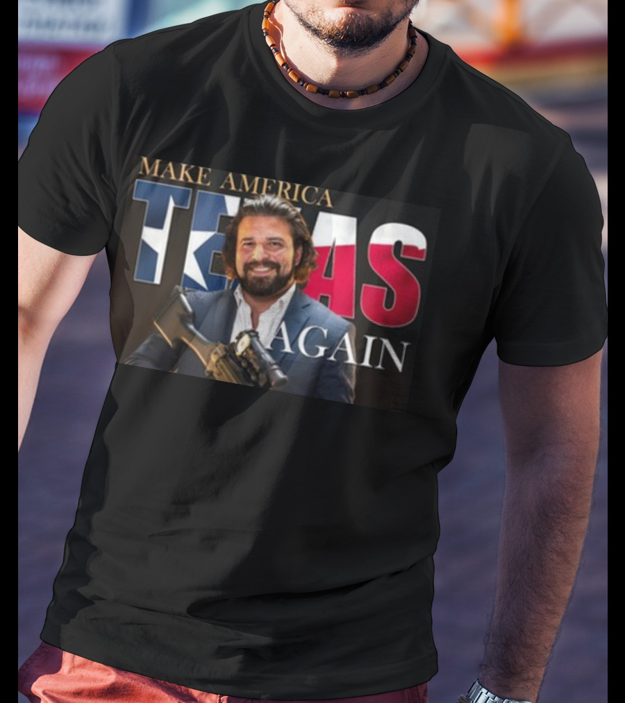 TheAKGuy Make America Texas Again Patriotic Man With Gun And Texas Flag T-Shirt