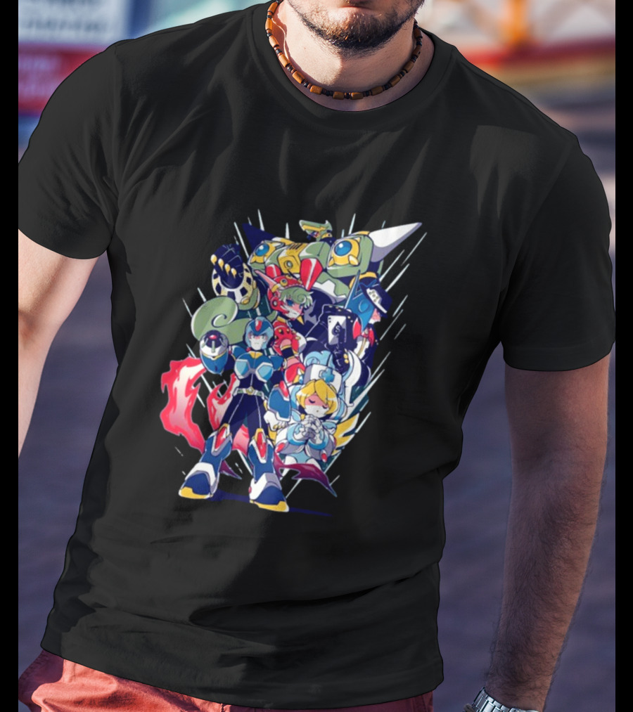 Mega Man X Armor With Maverick Bosses And Allies T-Shirt