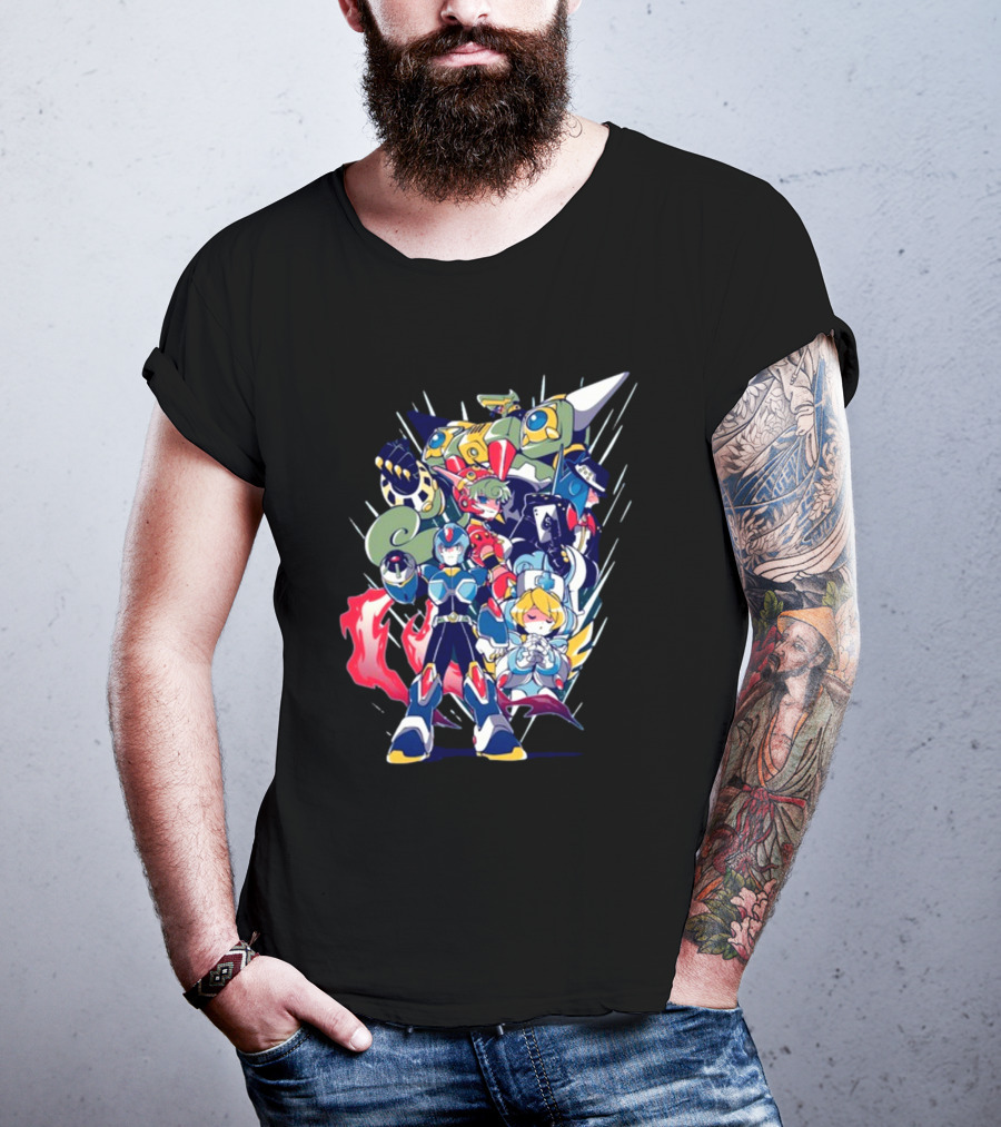 Mega Man X Armor With Maverick Bosses And Allies T-Shirt
