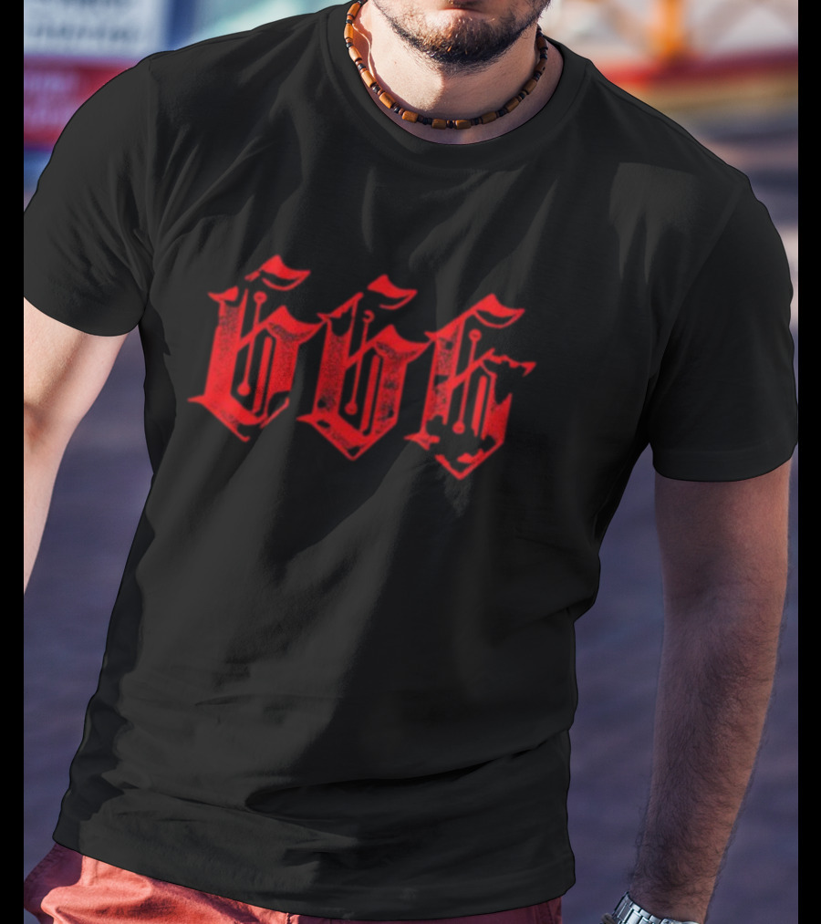 Blackcraftcult 666 Red Gothic Numerals T-Shirt