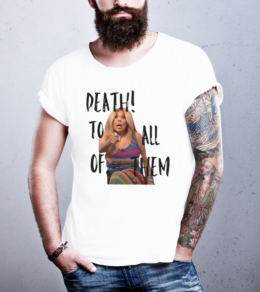 DEATH TO ALL OF THEM Pointing Woman In Colorful Dress T-Shirt