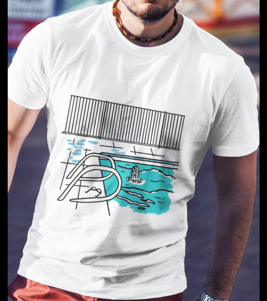 Drewmonson I'm Dead Pool Blue Water Hand Fence T-Shirt