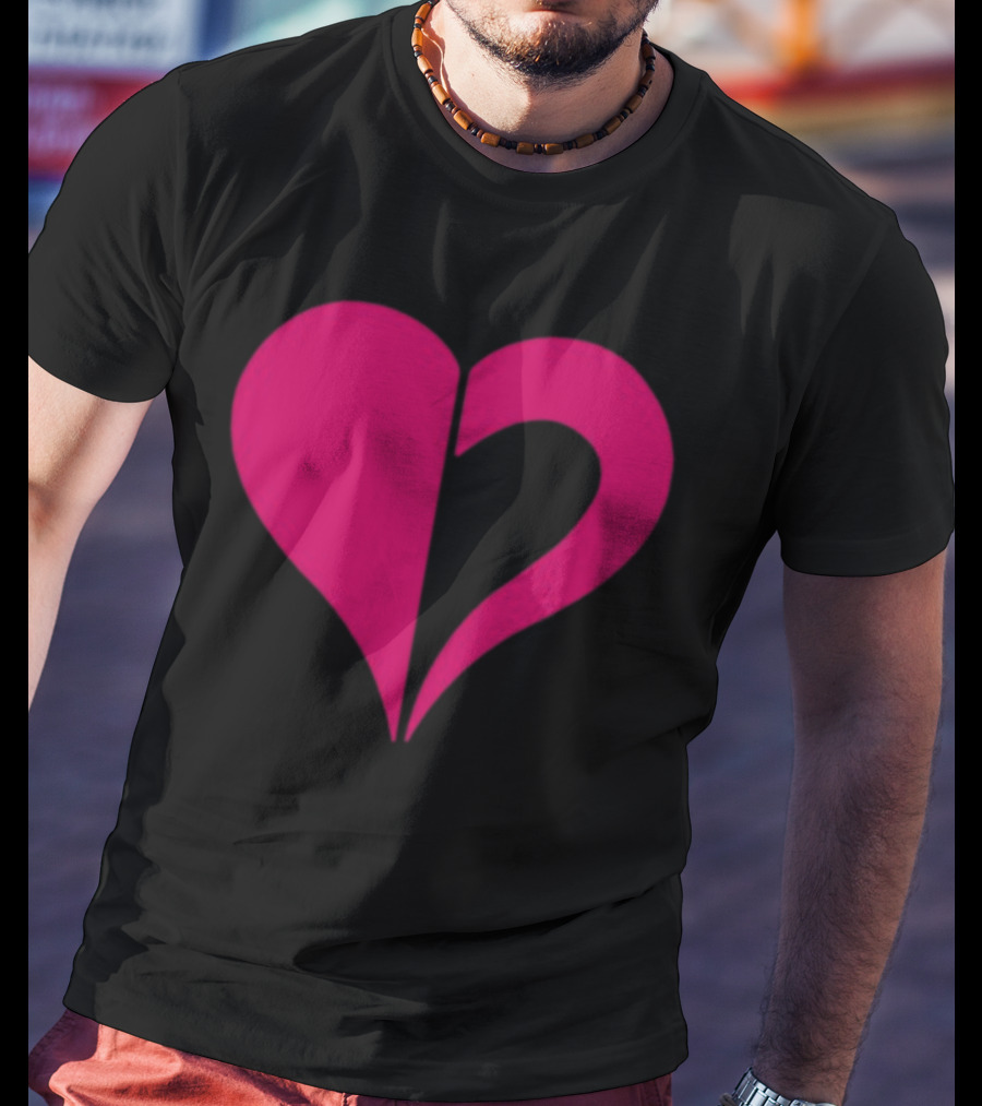 Hero Of Heart Symbol Red Half Heart Shape T-Shirt