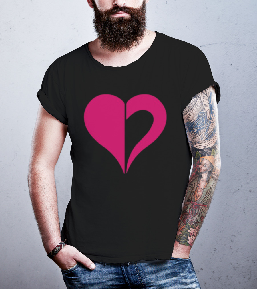 Hero Of Heart Symbol Red Half Heart Shape T-Shirt