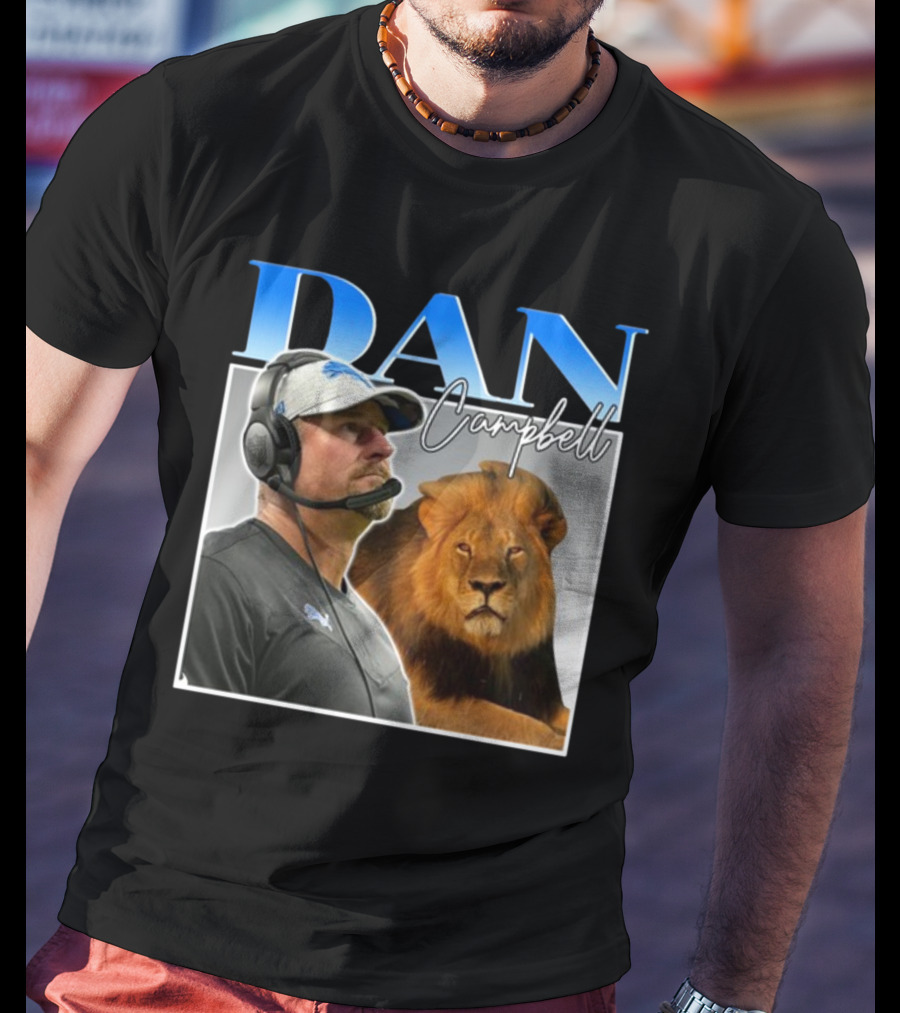 Dan Campbell Detroit Lions Coach With Lion Vintage T-Shirt