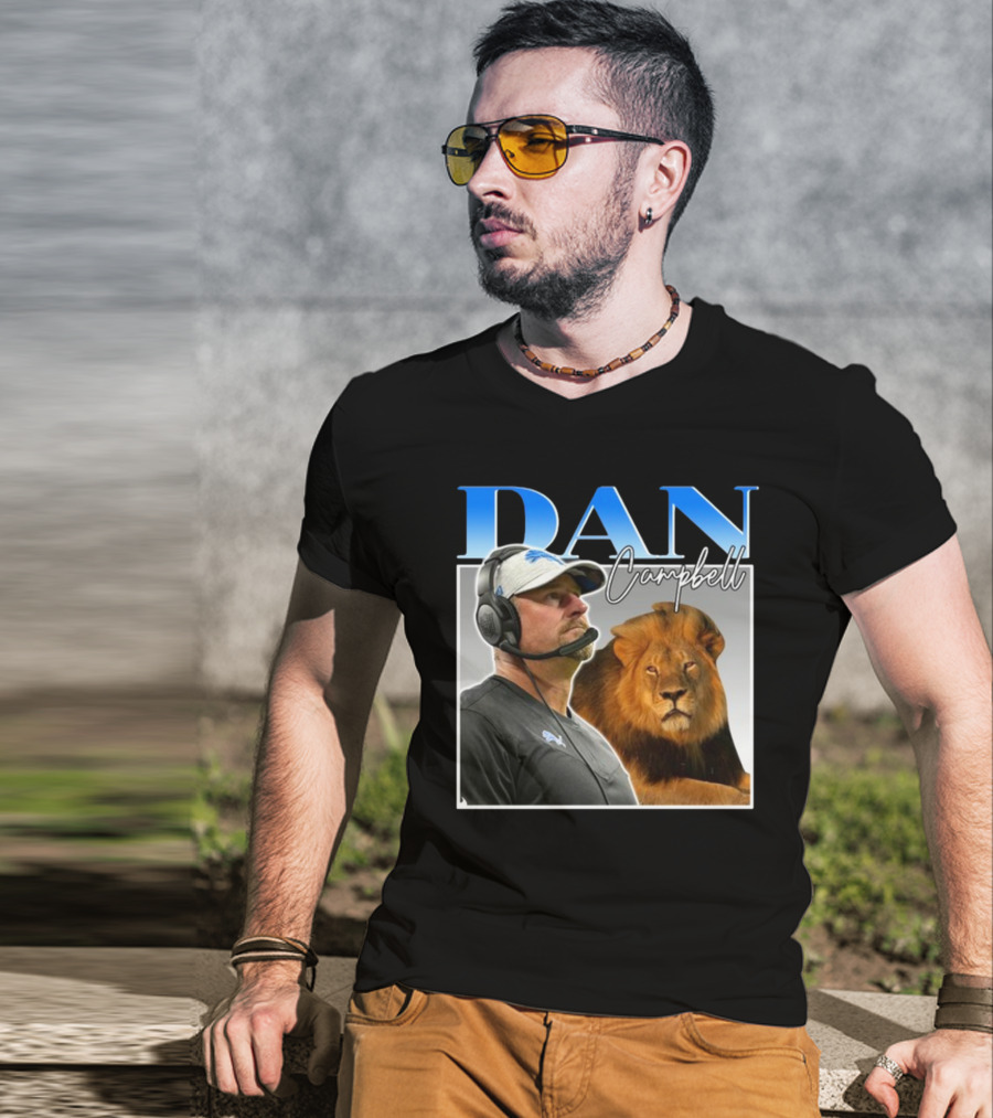 Dan Campbell Detroit Lions Coach With Lion Vintage T-Shirt