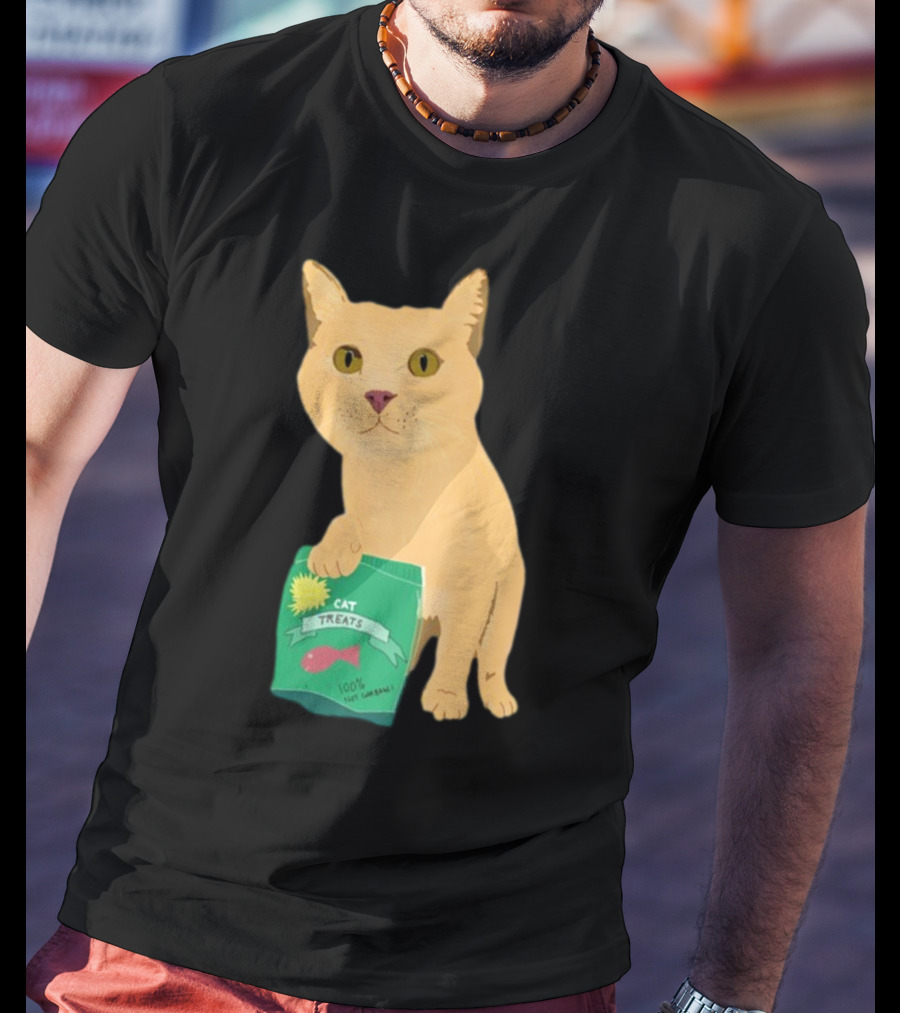 KatRose Cat Treats 100% Fish Formula Cat Holding Green Package T-Shirt